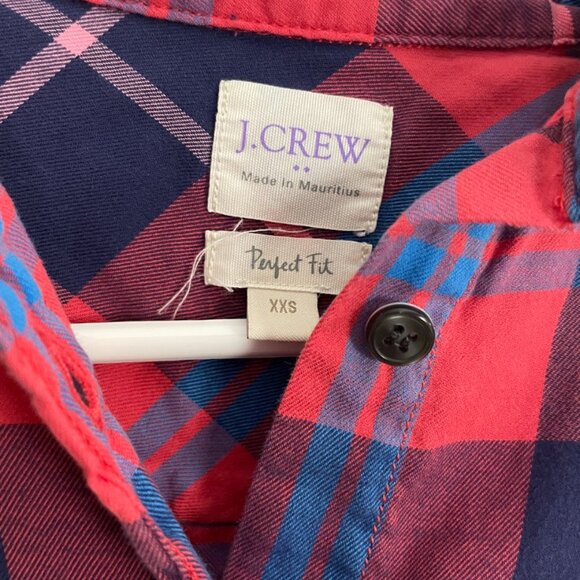 J.Crew - Red/Navy Plaid Perfect Fit Button-Up - Size XXS - For a good cause! - Picture 2 of 6